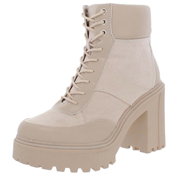 Madden Girl Shoes - Madden Girl Womens Roguee Faux Suede Platform Combat & Lace-up Boots. Size 7.
